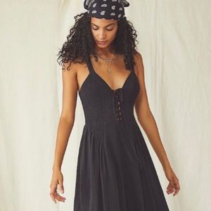 Free People Lucy Lace Up Smocked Midi Dress